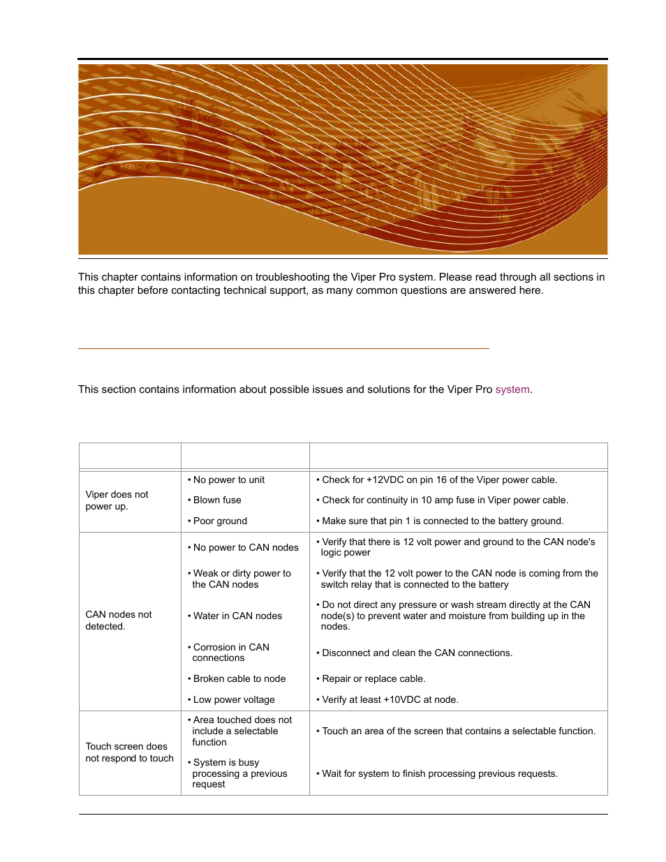 Troubleshooting the viper pro system, Viper pro troubleshooting information, General issues | Chapter 11, Chapter | Seed Hawk Raven 2010 User Manual | Page 199 / 248