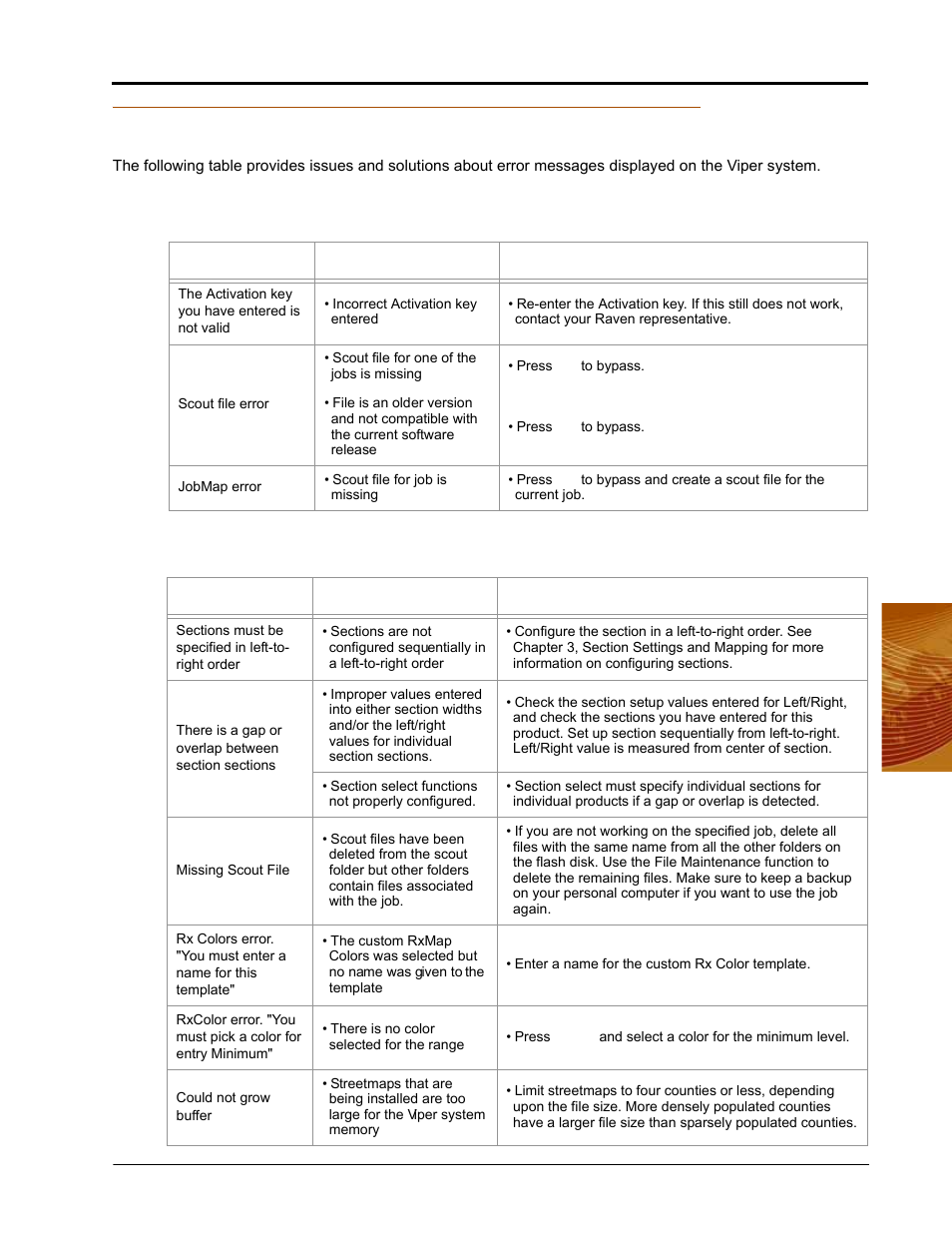 Error messages, General error messages, Setup error messages | General error messages setup error messages | Seed Hawk Raven 2010 User Manual | Page 203 / 248
