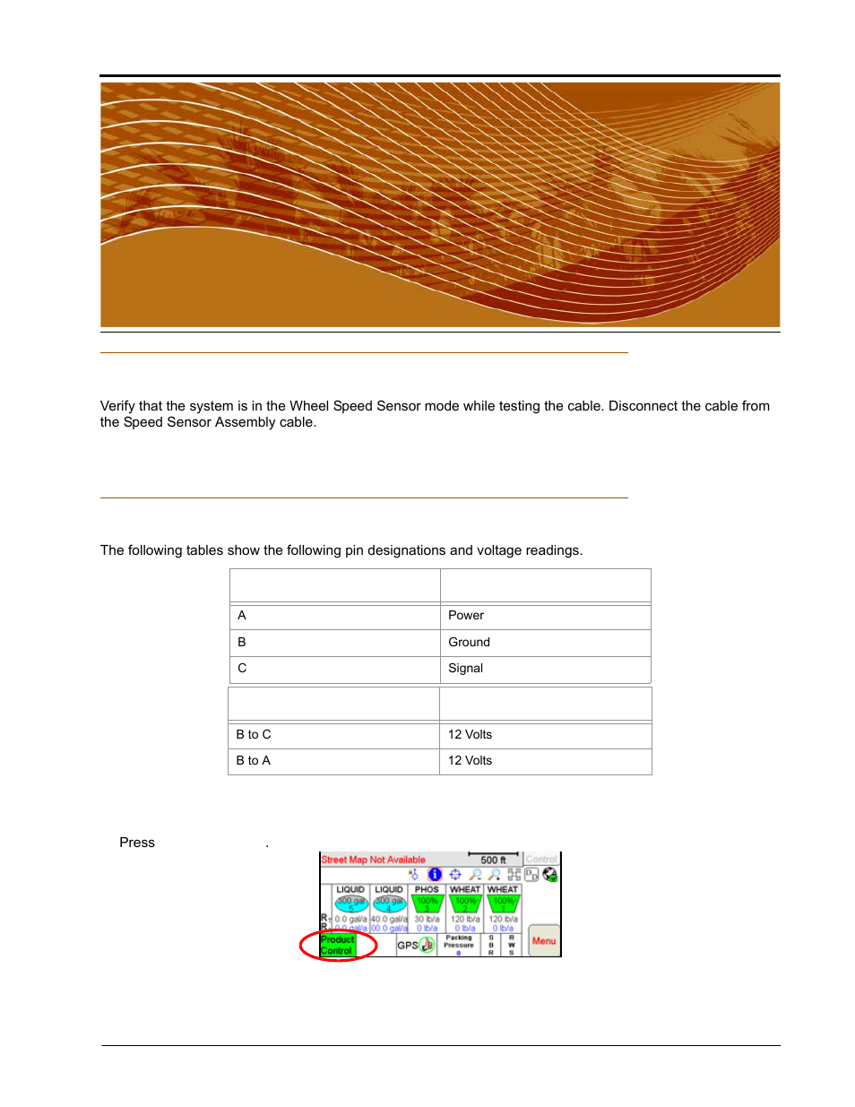 Testing extension cables, Speed sensor cable, Pin designations and voltage readings | Testing the speed sensor cable, Appendix e | Seed Hawk Raven 2010 User Manual | Page 219 / 248