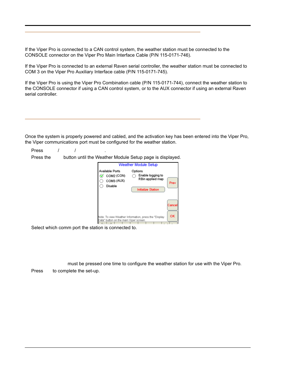 Connecting the weather station, Comm port configuration | Seed Hawk Raven 2010 User Manual | Page 232 / 248