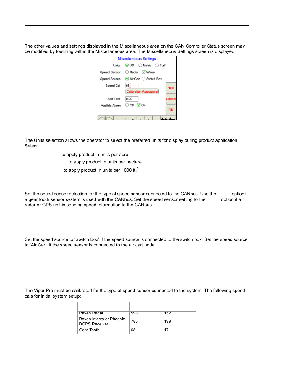 Miscellaneous settings screen | Seed Hawk Raven 2010 User Manual | Page 38 / 248