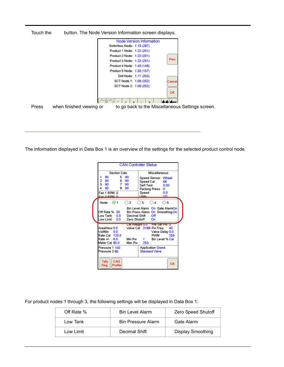 Data box 1 for products 1-3 | Seed Hawk Raven 2010 User Manual | Page 42 / 248