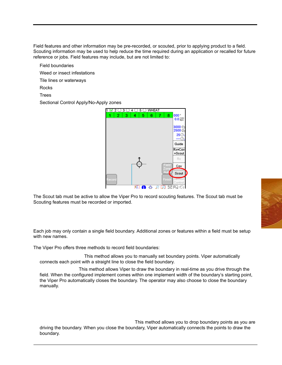 Scout tab, Marking a field boundary, Scout tab marking a field boundary | Seed Hawk Raven 2010 User Manual | Page 91 / 248