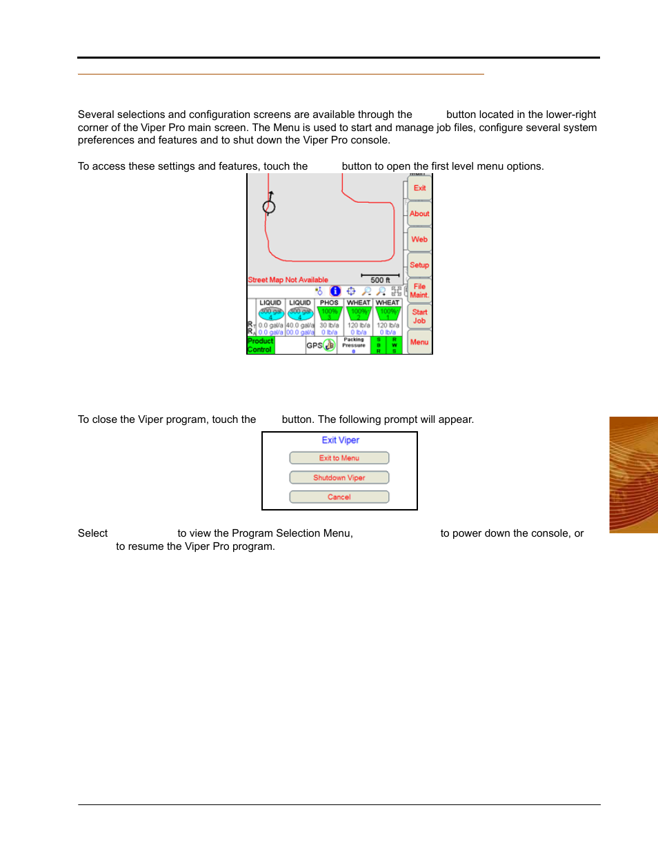 Menu, Exit button | Seed Hawk Raven 2010 User Manual | Page 95 / 248