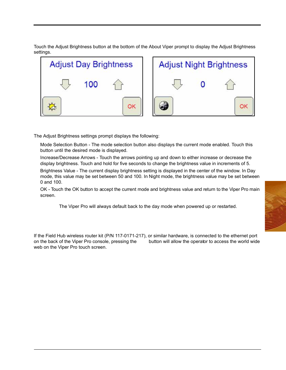 Display mode and brightness, Web button, Display mode and brightness web button | Seed Hawk Raven 2010 User Manual | Page 97 / 248