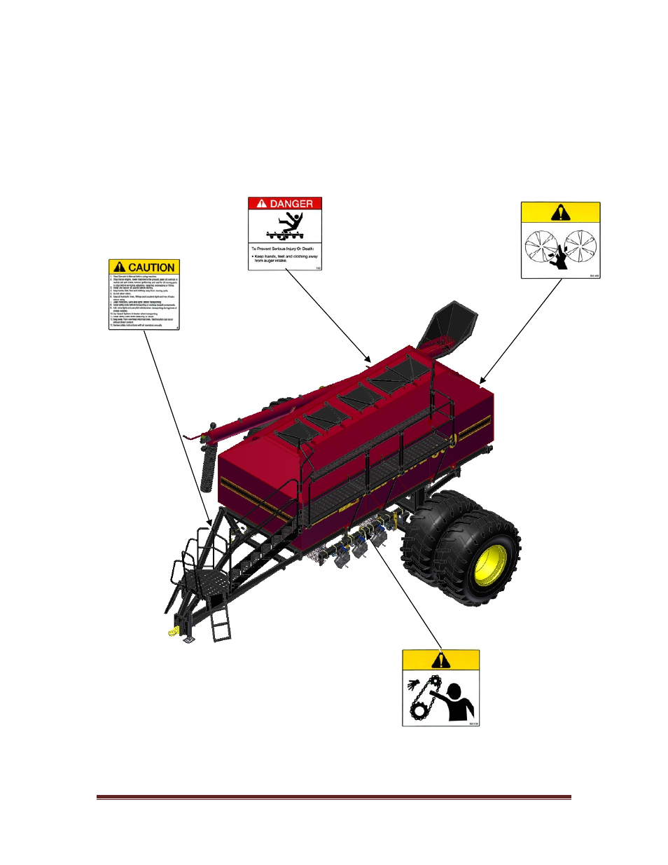 9 safety signs, Location of safety sign on implement | Seed Hawk GRANULAR AND LIQUID TANKS 2010 User Manual | Page 14 / 72