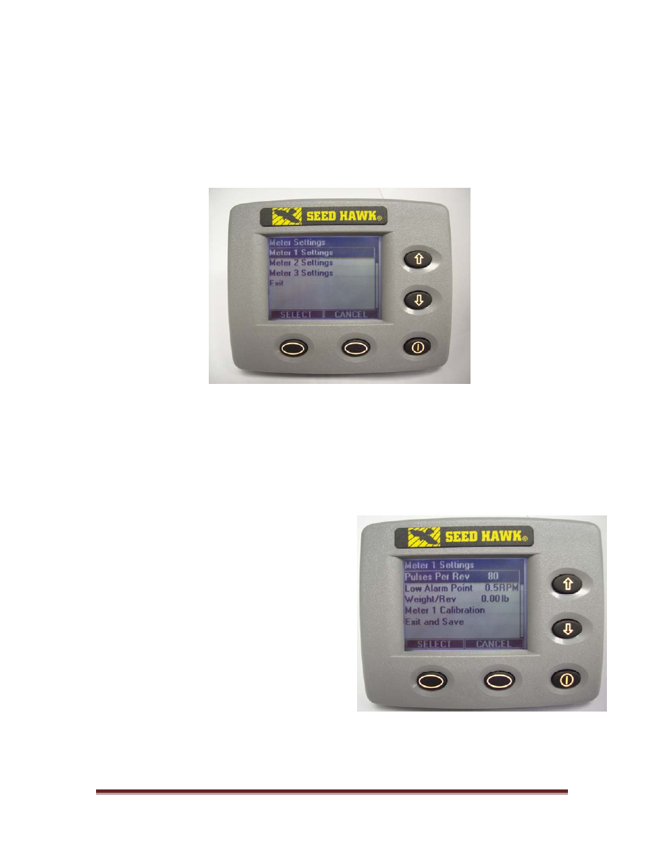 6 meter settings 9.6.1 meter selection, 2 pulses per rev | Seed Hawk GRANULAR AND LIQUID TANKS 2010 User Manual | Page 54 / 72