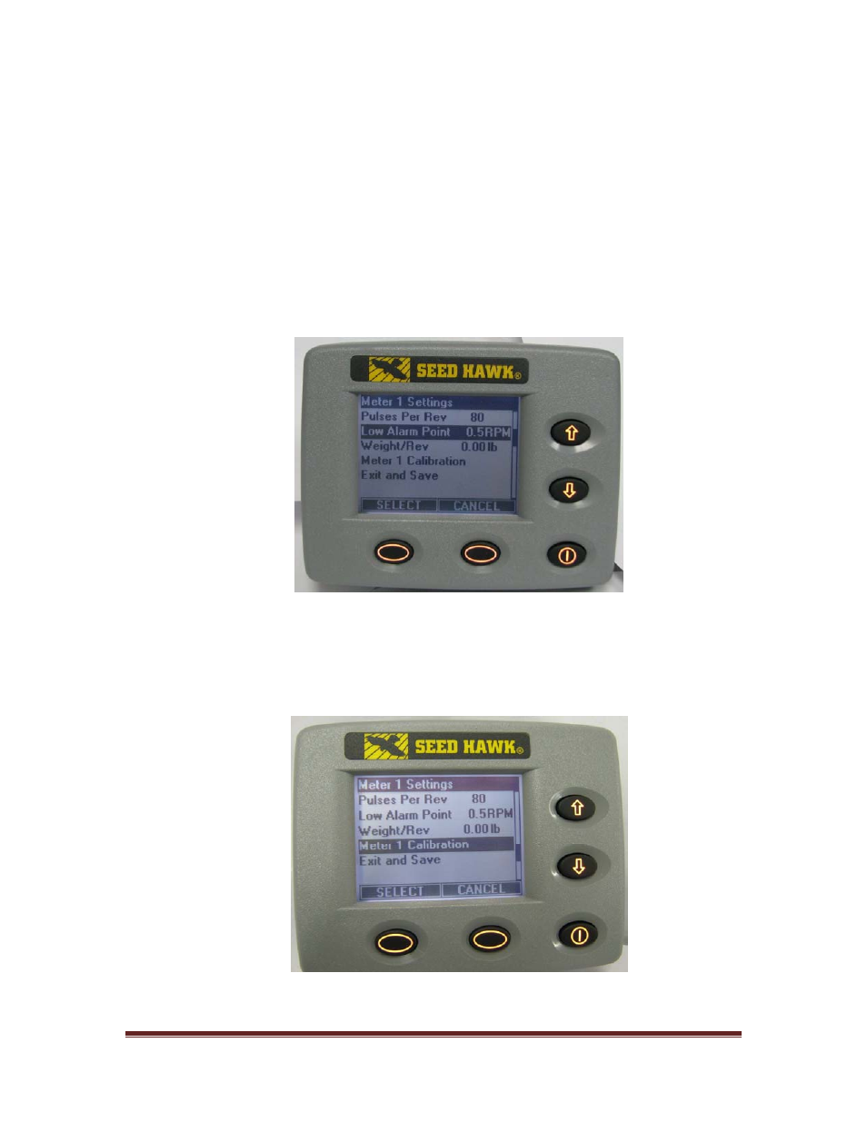3 low alarm point, 4 weight / rev | Seed Hawk GRANULAR AND LIQUID TANKS 2010 User Manual | Page 55 / 72