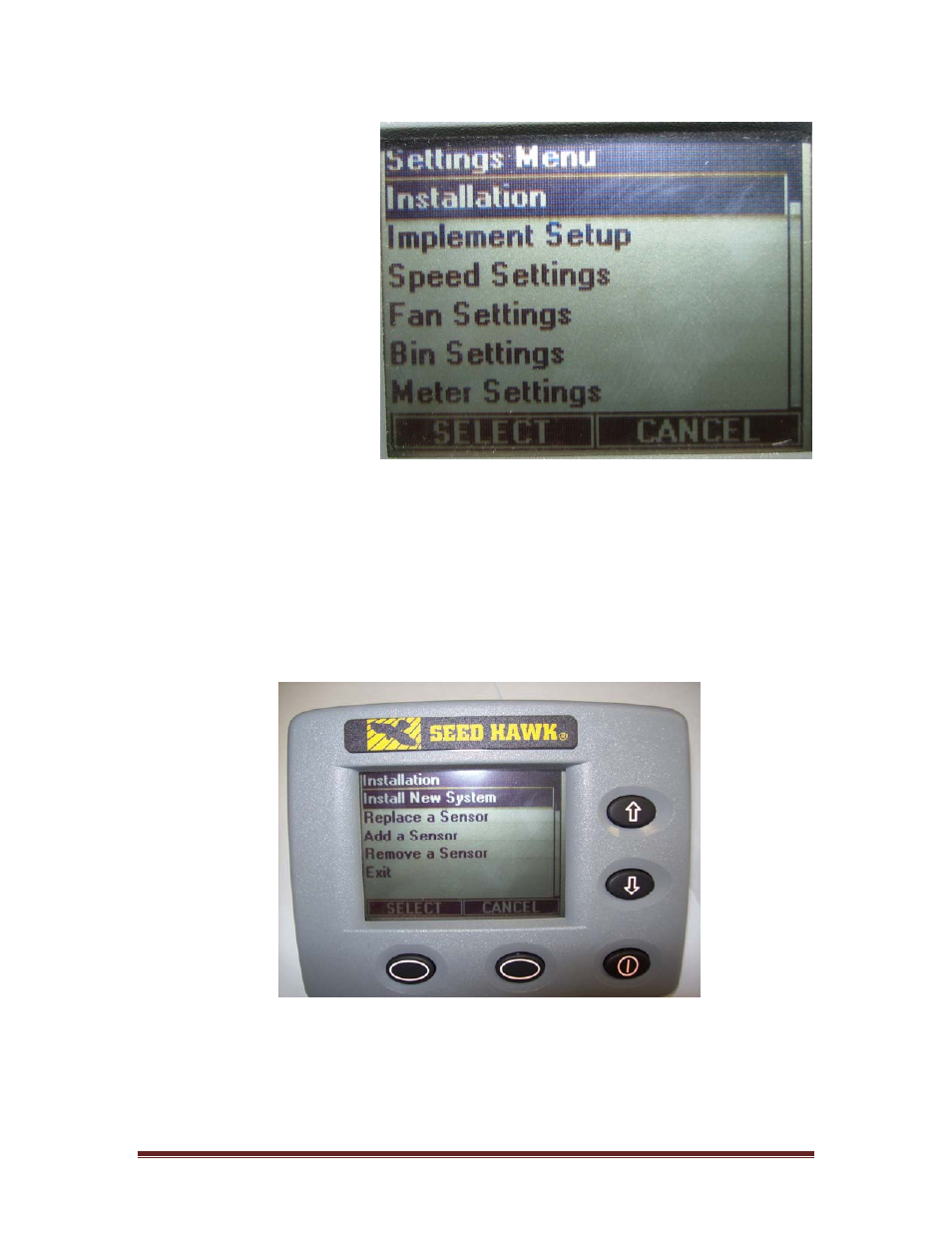 0 system settings, 1 installation, 1 install new system | Seed Hawk GRANULAR AND LIQUID TANKS 2009 User Manual | Page 49 / 72