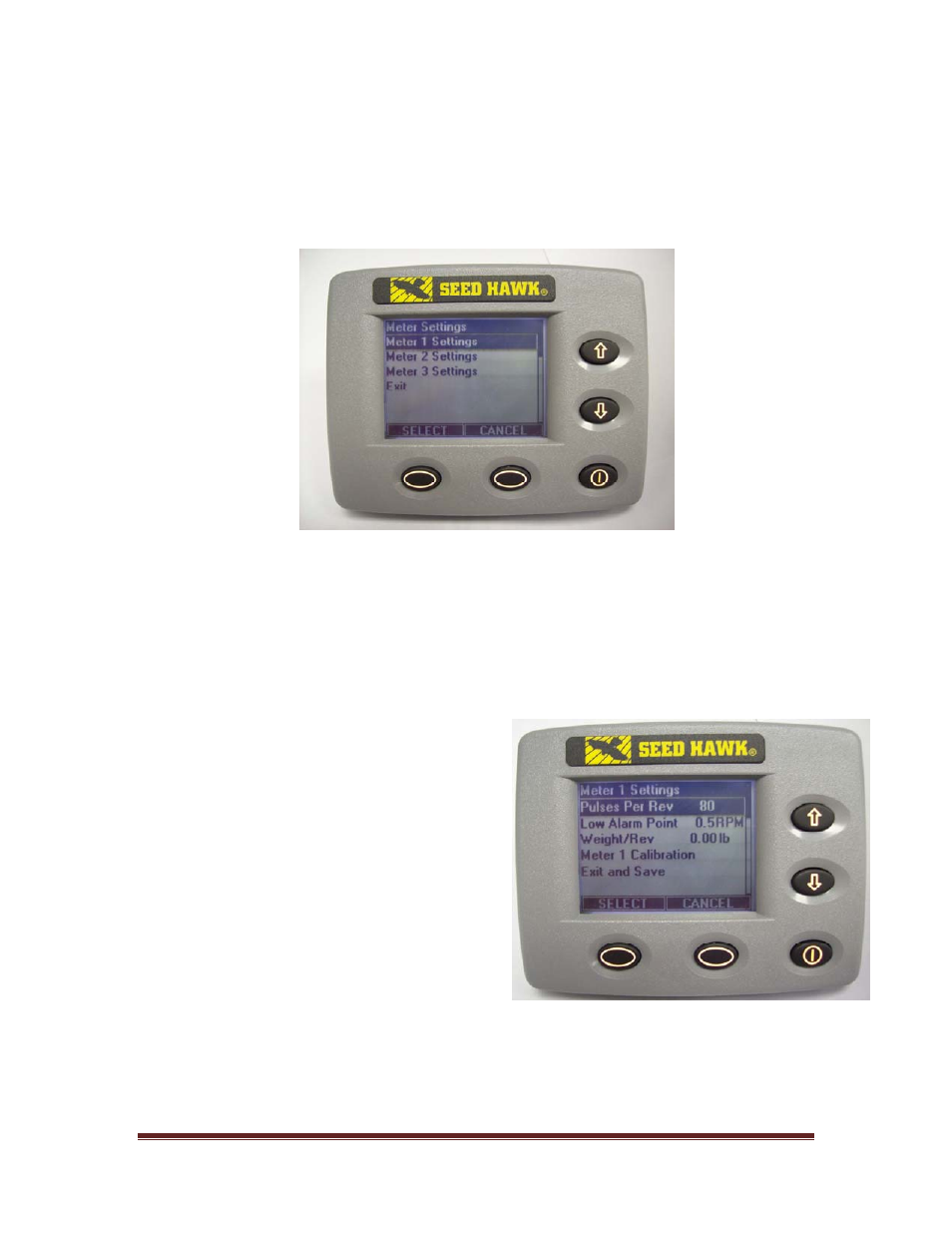 6 meter settings 9.6.1 meter selection, 2 pulses per rev | Seed Hawk GRANULAR AND LIQUID TANKS 2009 User Manual | Page 54 / 72