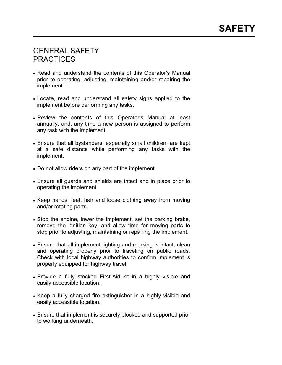 Safety, General safety practices | Seed Hawk GRANULAR AND LIQUID TANKS 2008 User Manual | Page 12 / 56