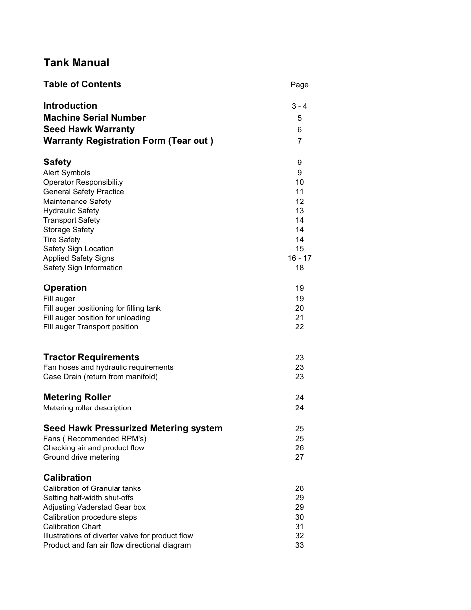 Tank manual | Seed Hawk GRANULAR AND LIQUID TANKS 2008 User Manual | Page 2 / 56