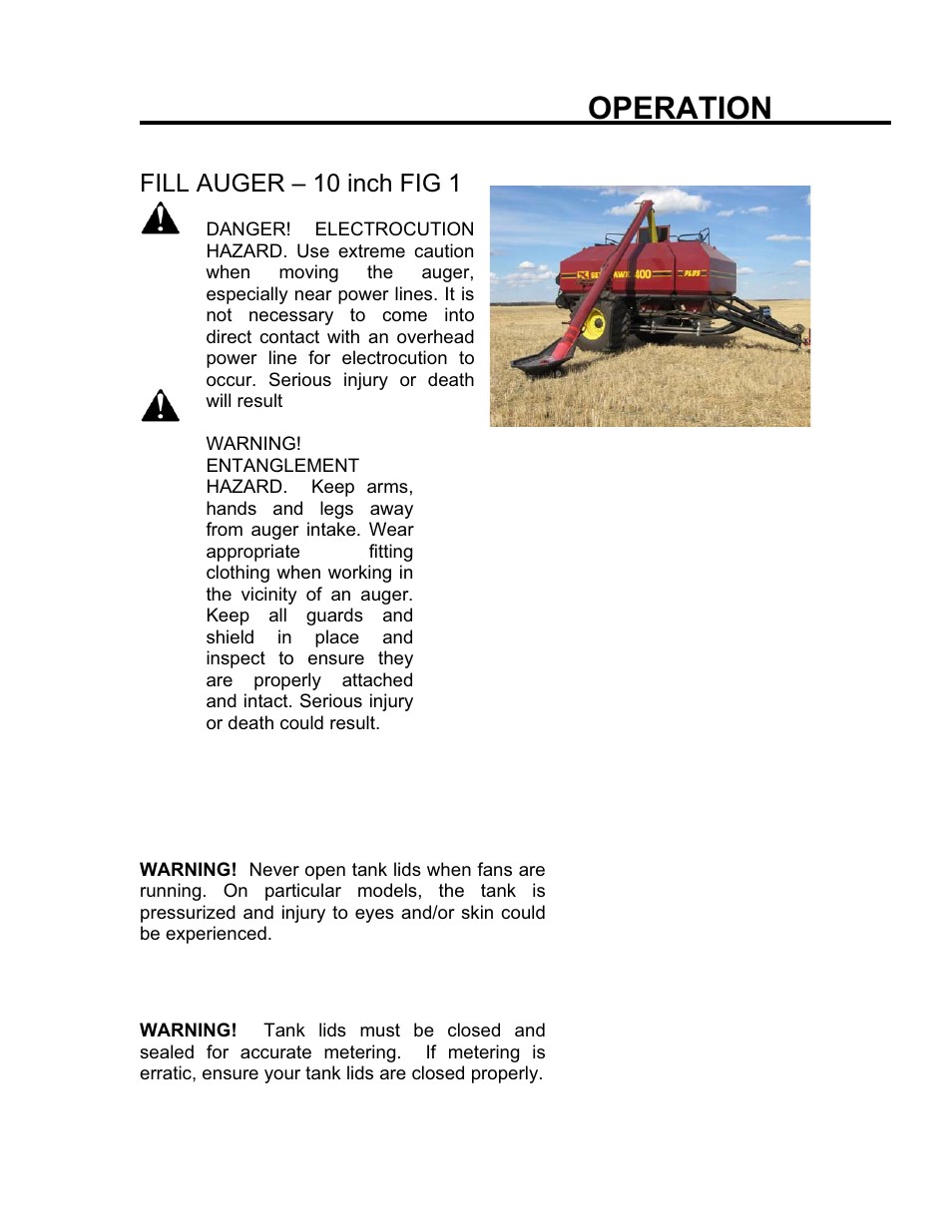 Operation | Seed Hawk GRANULAR AND LIQUID TANKS 2008 User Manual | Page 20 / 56