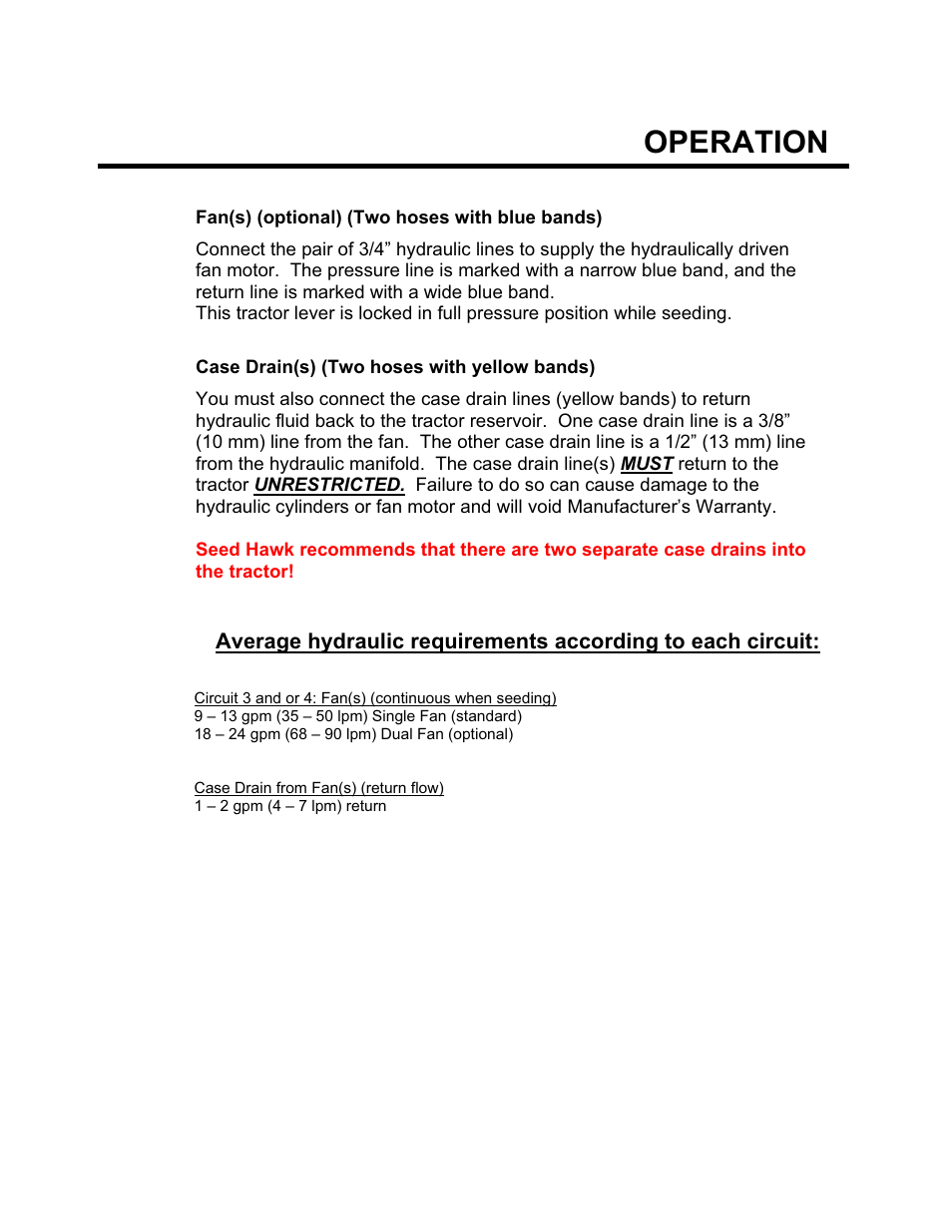 Operation | Seed Hawk GRANULAR AND LIQUID TANKS 2008 User Manual | Page 24 / 56