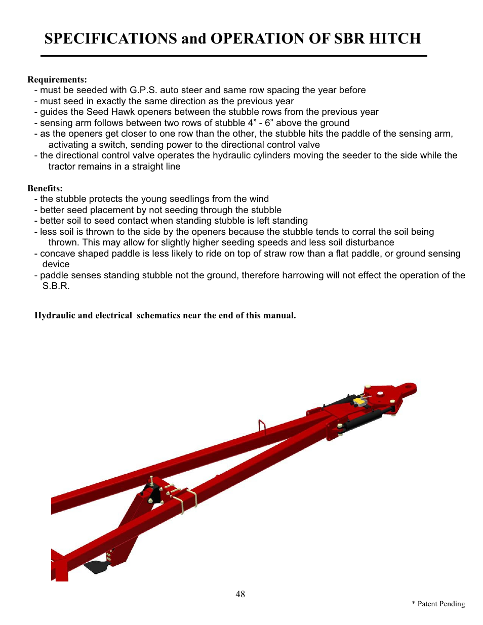 Specifications and operation of sbr hitch | Seed Hawk TOOLBAR 2008 User Manual | Page 53 / 85