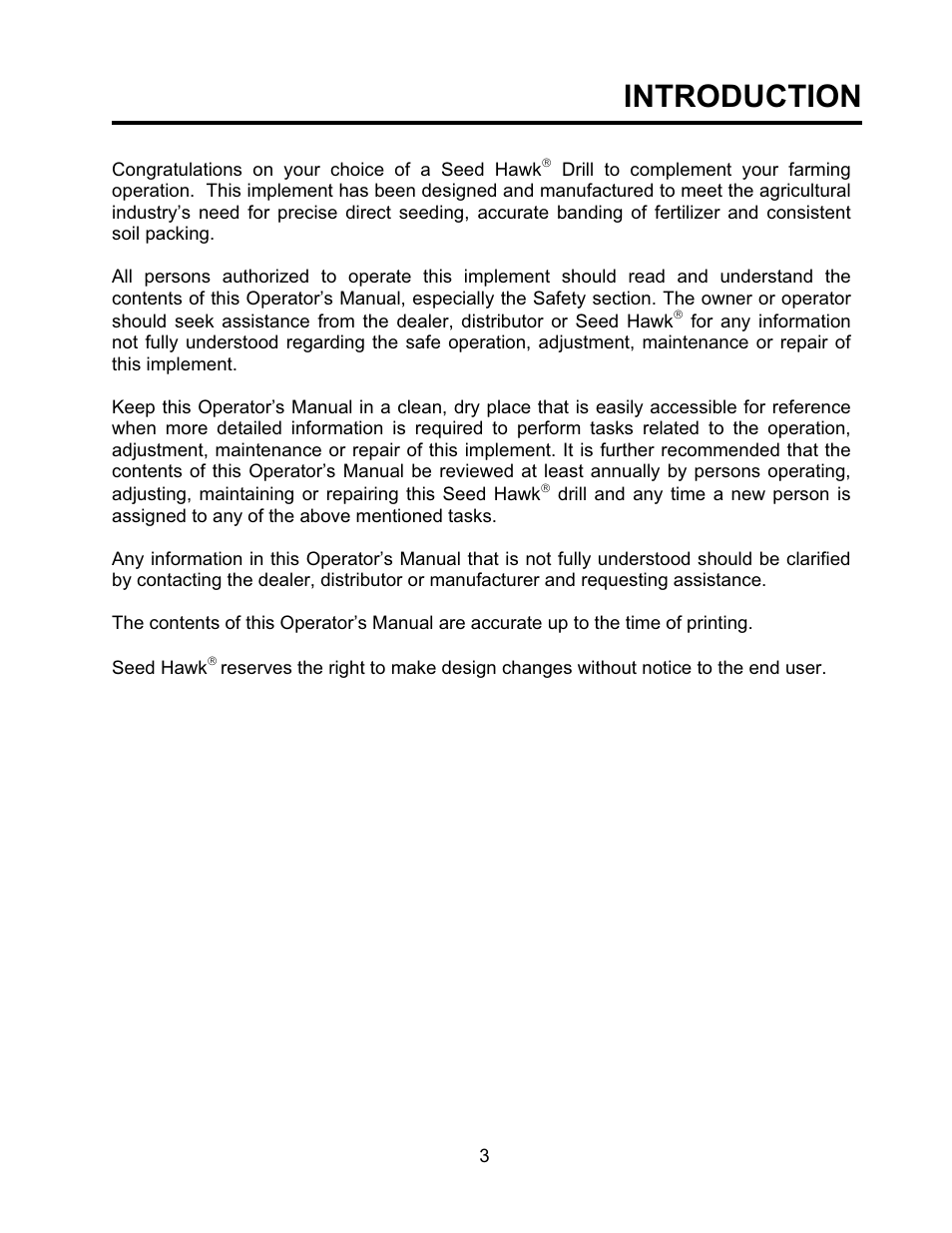 Introduction | Seed Hawk TOOLBAR 2008 User Manual | Page 6 / 85