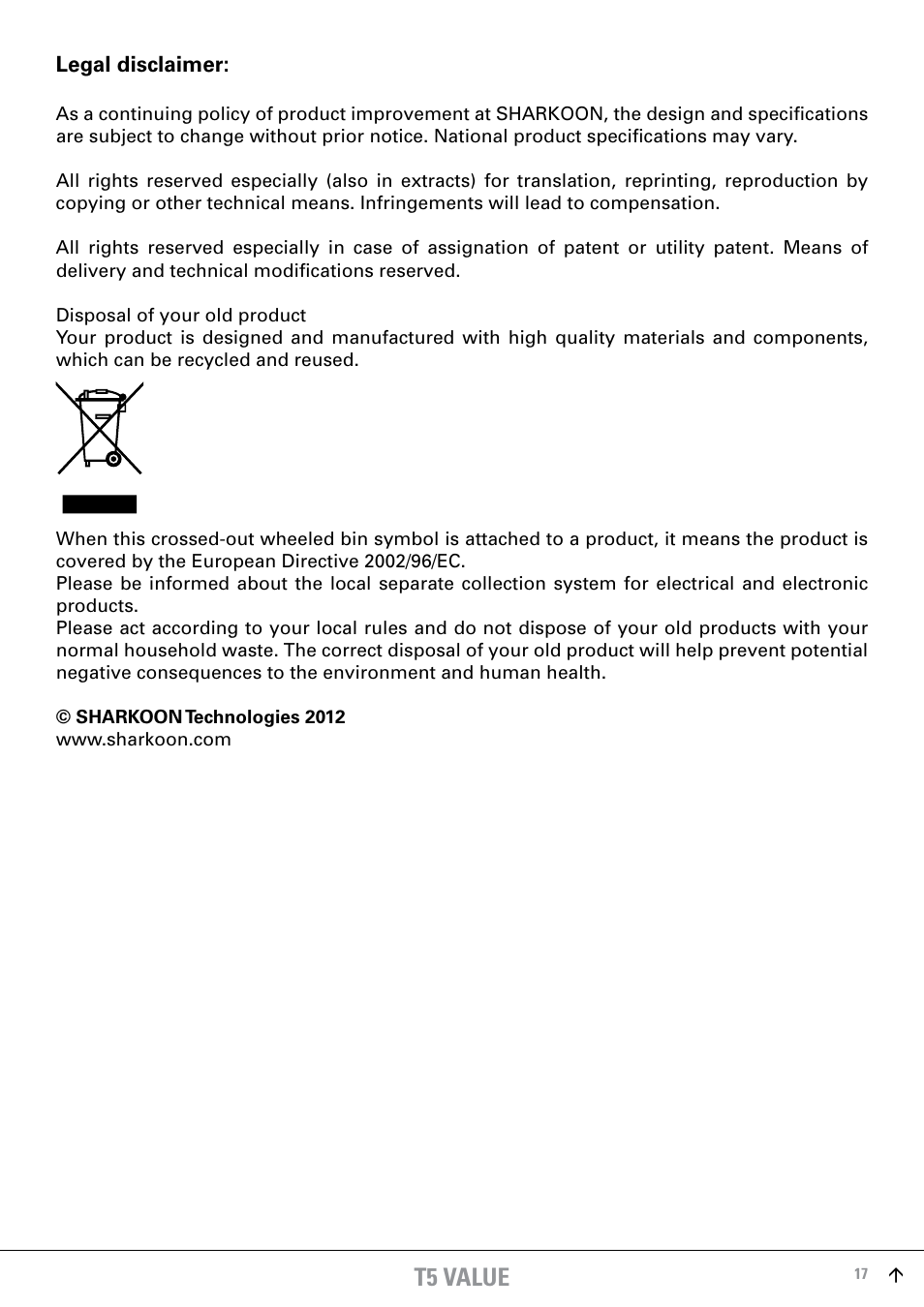 T5 value | SHARKOON T5 Economy User Manual | Page 17 / 17