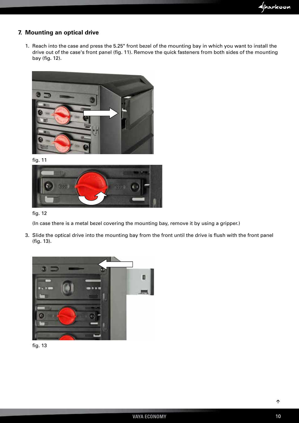Mounting, Optical, Drive | SHARKOON Vaya Value User Manual | Page 12 / 15