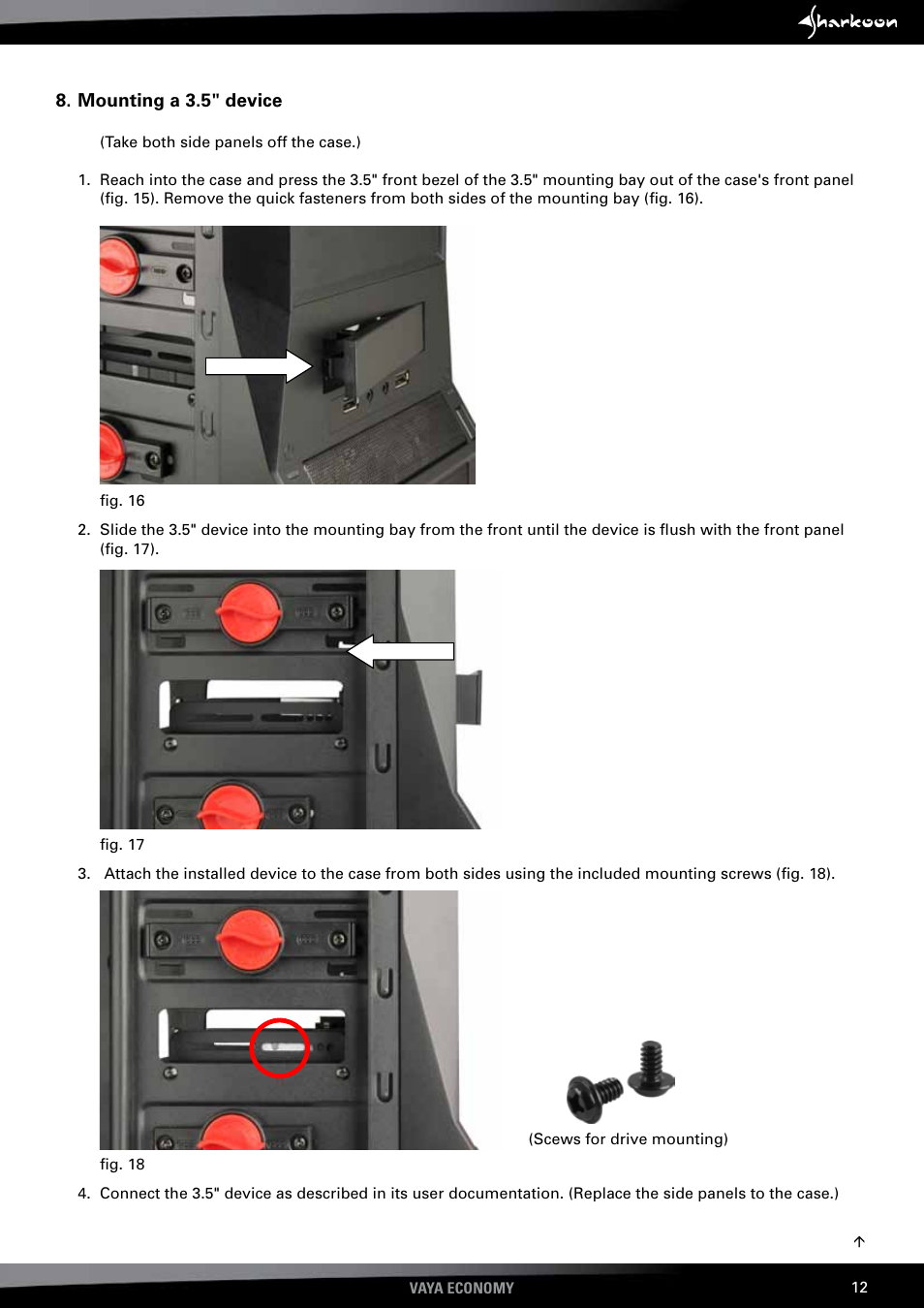 Mounting, Device | SHARKOON Vaya Value User Manual | Page 14 / 15