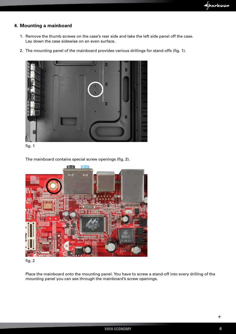 Mounting, Mainboard | SHARKOON Vaya Value User Manual | Page 8 / 15