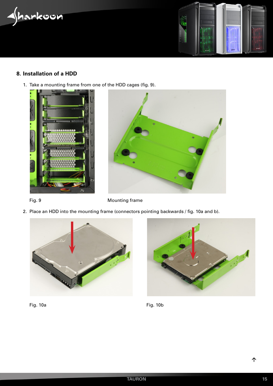 Installation of a hdd | SHARKOON Tauron User Manual | Page 15 / 23