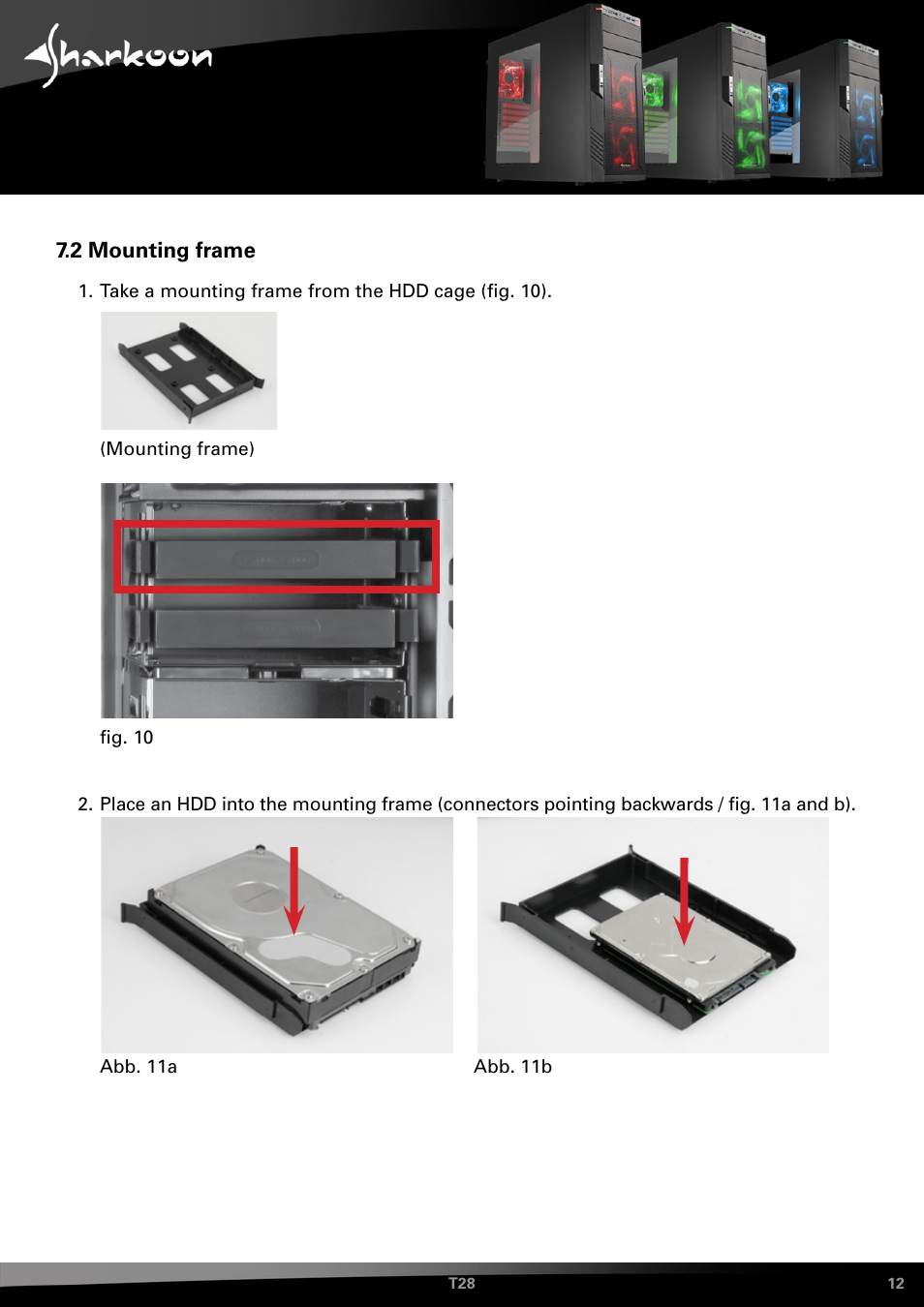 2 mounting frame | SHARKOON T28 User Manual | Page 12 / 18