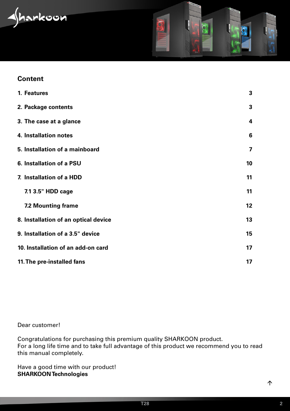 SHARKOON T28 User Manual | Page 2 / 18