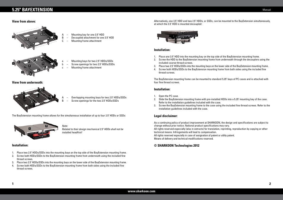 SHARKOON 5.25 BayExtension User Manual | 1 page