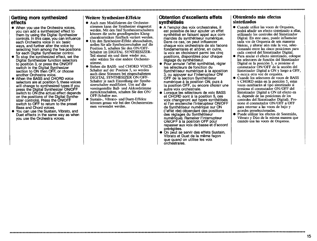 Weitere synthesizer-effekte, Obteniendo más efectos sintetizados | Yamaha PSS-560 User Manual | Page 17 / 23