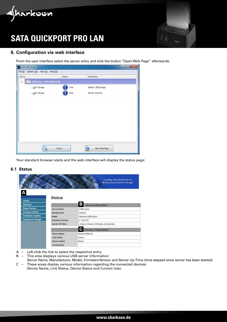 Sata quickport pro lan | SHARKOON SATA QP Pro LAN (Giga) User Manual | Page 12 / 22