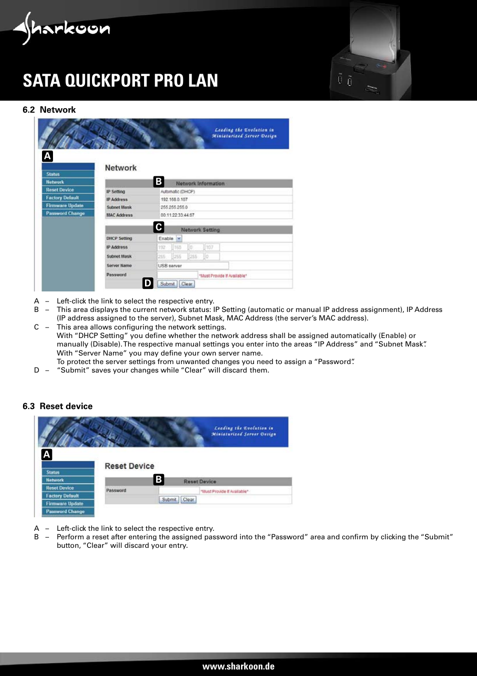 Sata quickport pro lan | SHARKOON SATA QP Pro LAN (Giga) User Manual | Page 13 / 22