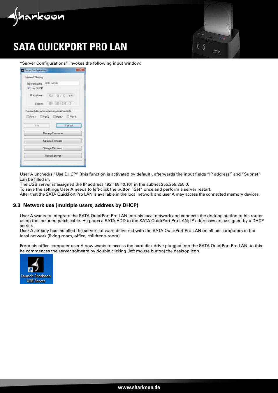 Sata quickport pro lan | SHARKOON SATA QP Pro LAN (Giga) User Manual | Page 18 / 22