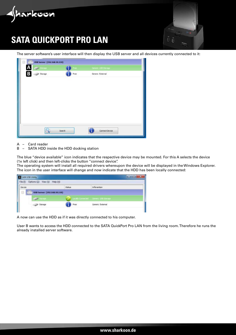 Sata quickport pro lan | SHARKOON SATA QP Pro LAN (Giga) User Manual | Page 19 / 22