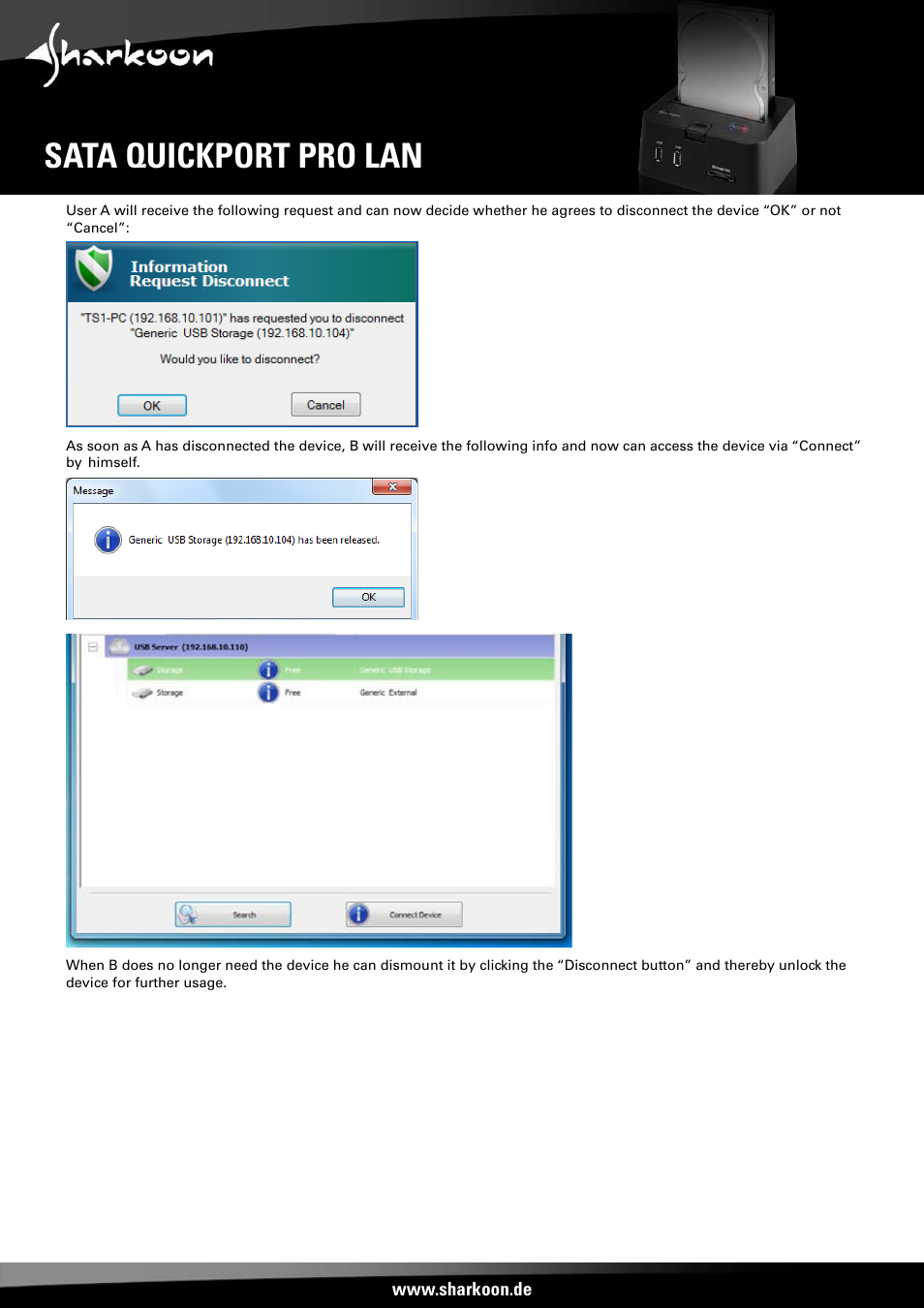 Sata quickport pro lan | SHARKOON SATA QP Pro LAN (Giga) User Manual | Page 21 / 22