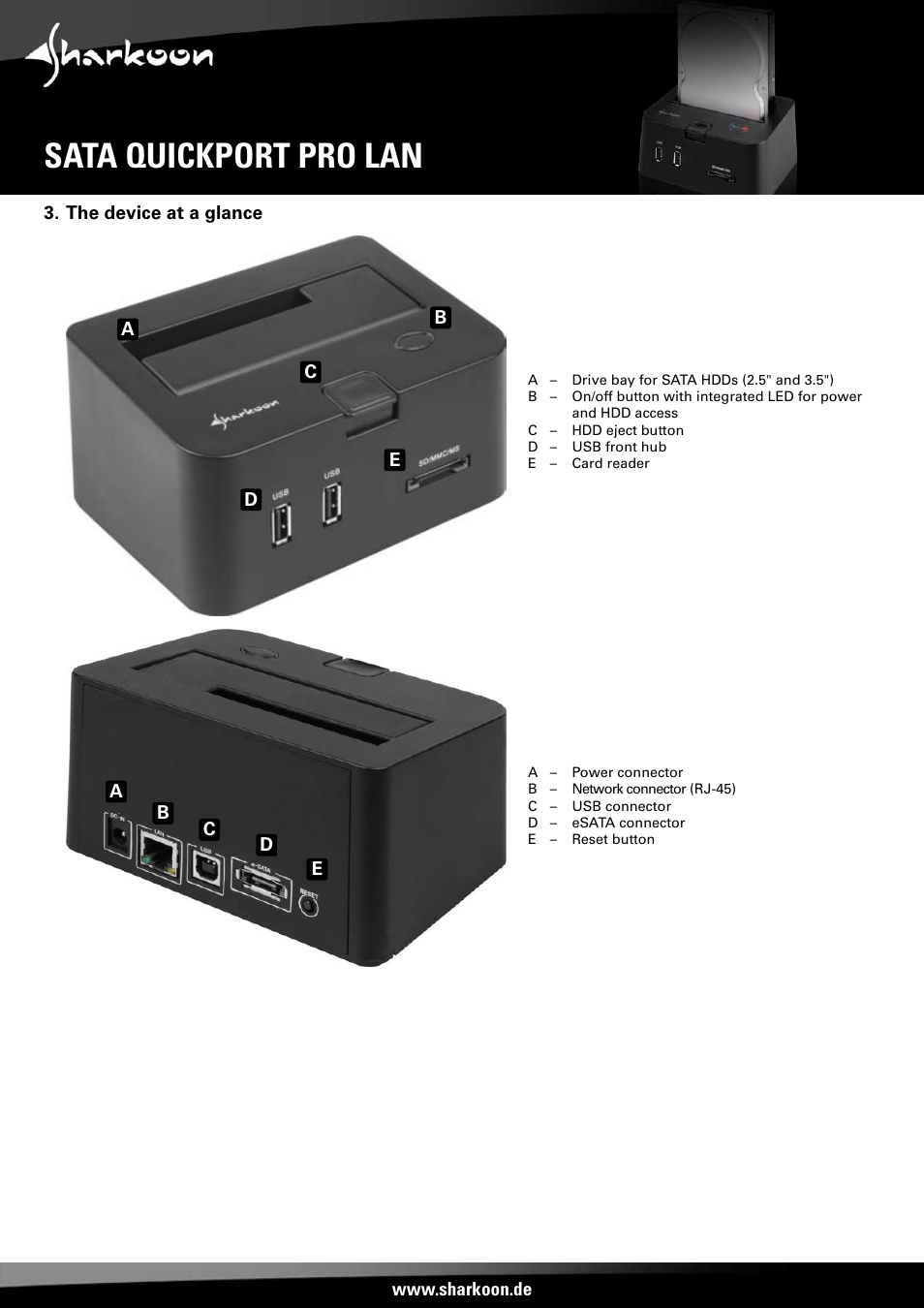 Sata quickport pro lan | SHARKOON SATA QP Pro LAN (Giga) User Manual | Page 4 / 22