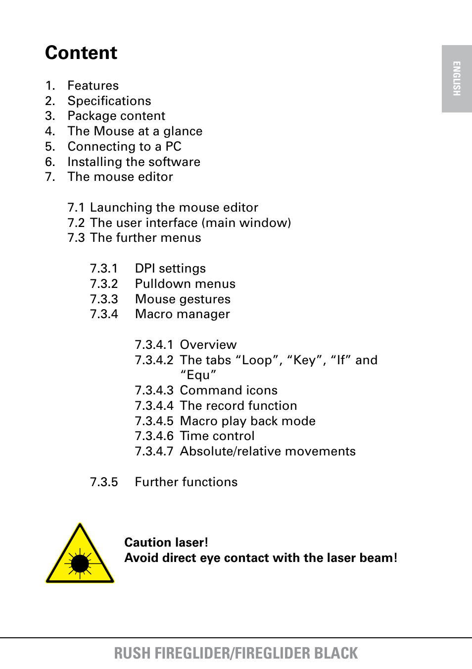 Content, Rush fireglider/fireglider black | SHARKOON FireGlider User Manual | Page 2 / 30