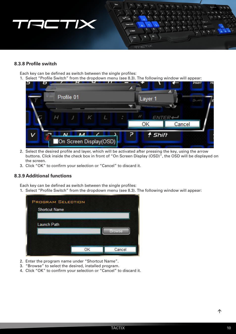 8 profile switch, Additional, Functions | SHARKOON Tactix User Manual | Page 10 / 12