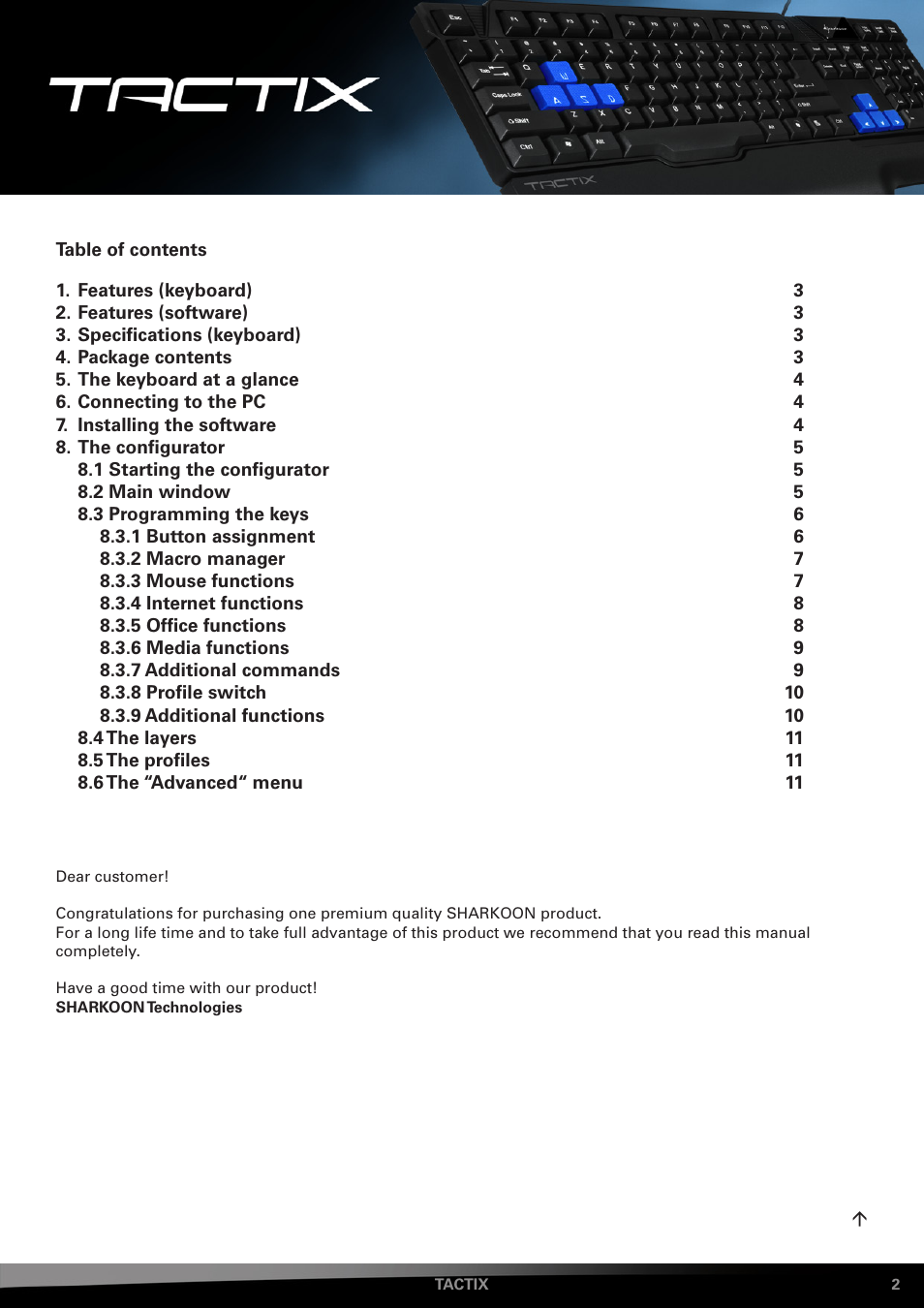 SHARKOON Tactix User Manual | Page 2 / 12