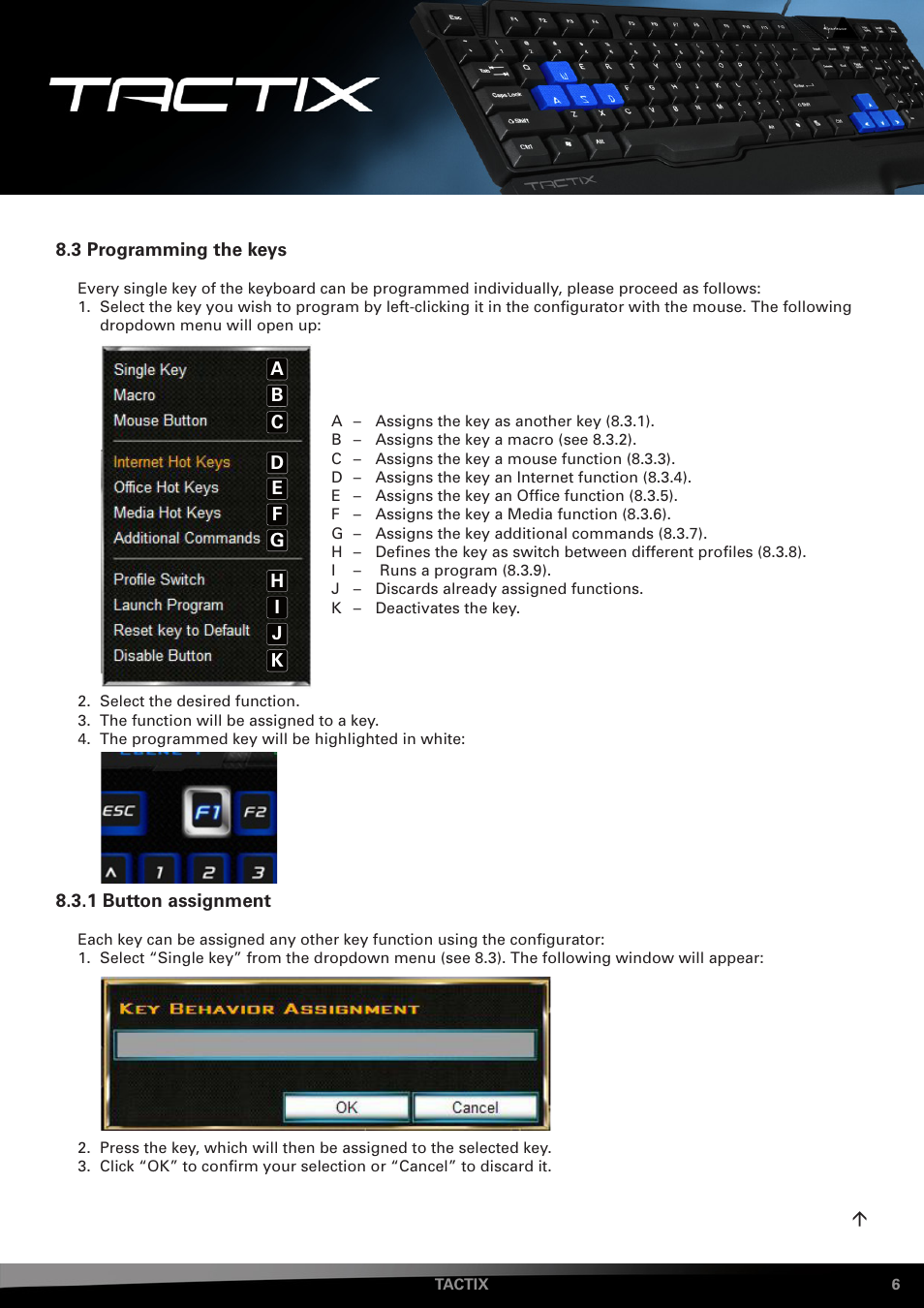 3 programming the keys, 1 button assignment | SHARKOON Tactix User Manual | Page 6 / 12