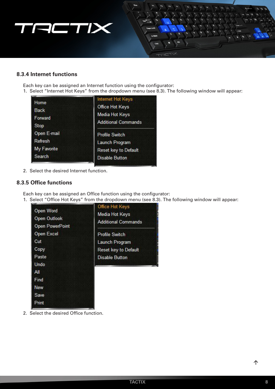 4 internet functions, 5 office functions | SHARKOON Tactix User Manual | Page 8 / 12