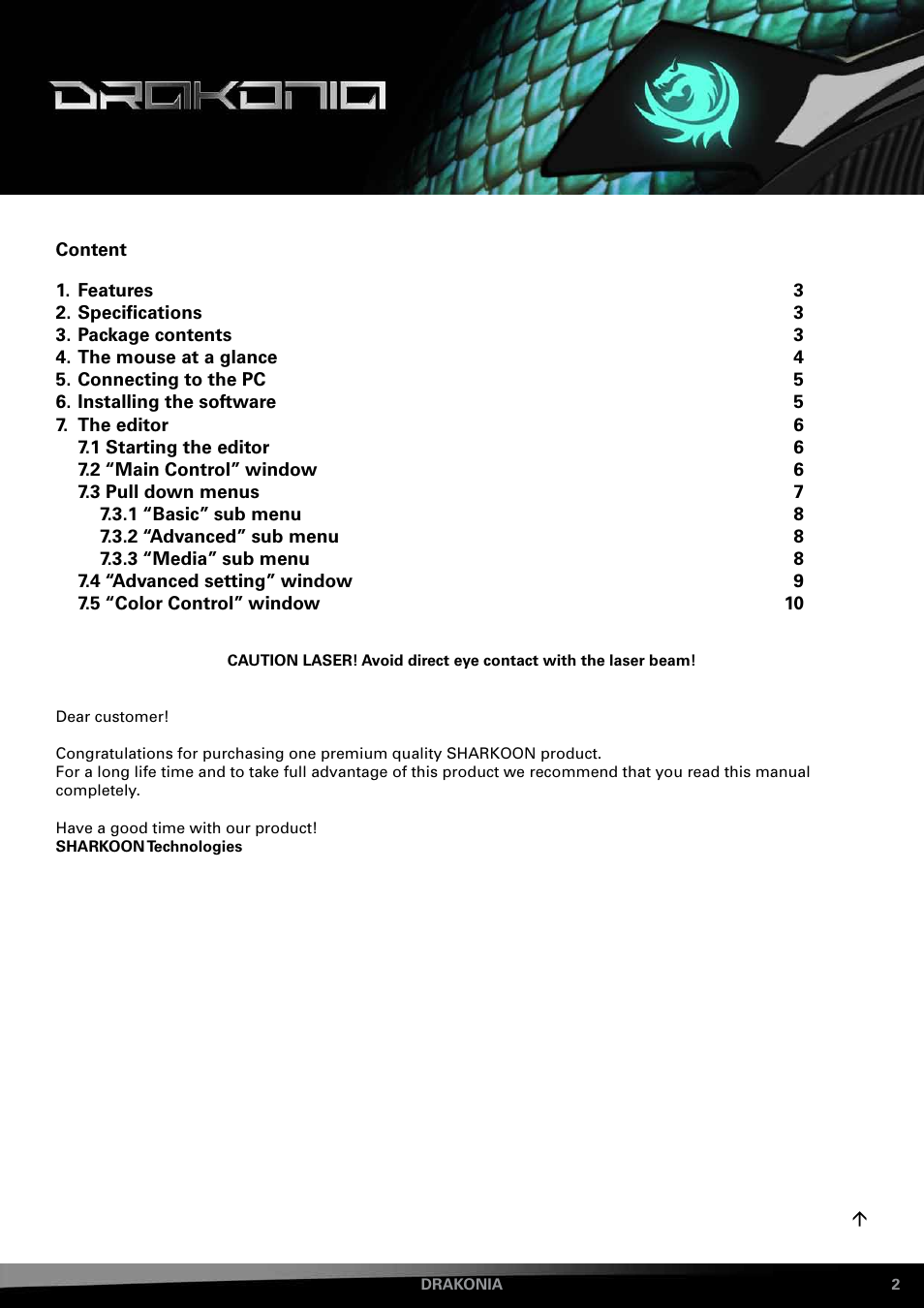 SHARKOON Drakonia User Manual | Page 2 / 11