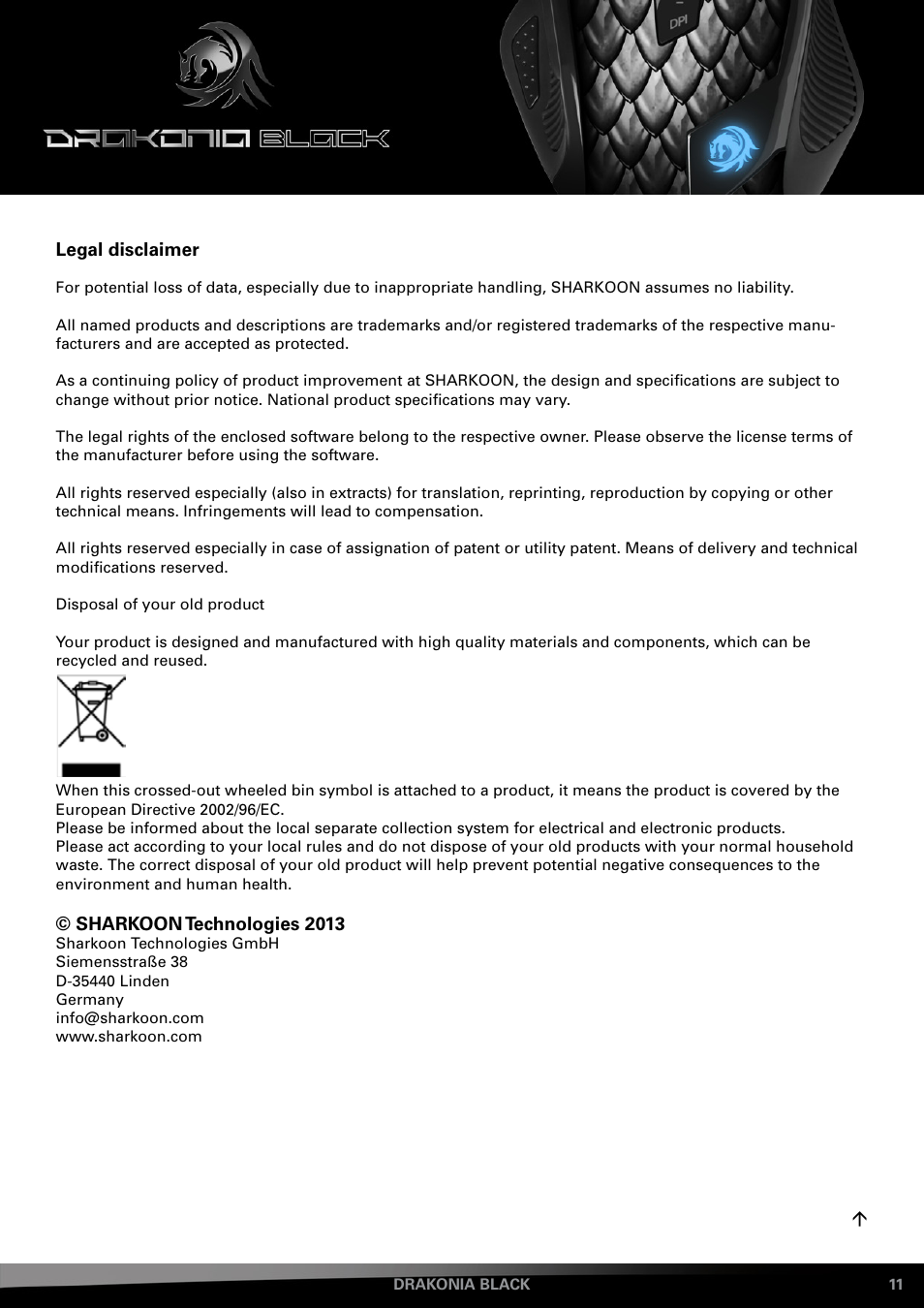 SHARKOON Drakonia Black User Manual | Page 11 / 11