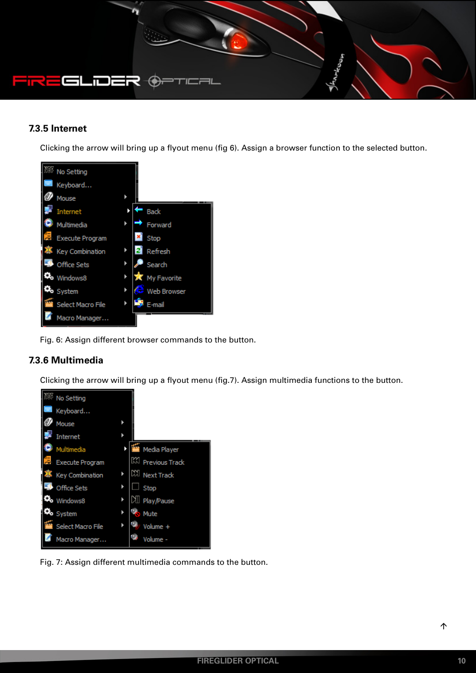 5 internet 7.3.6, Multimedia | SHARKOON FireGlider Optical User Manual | Page 10 / 20