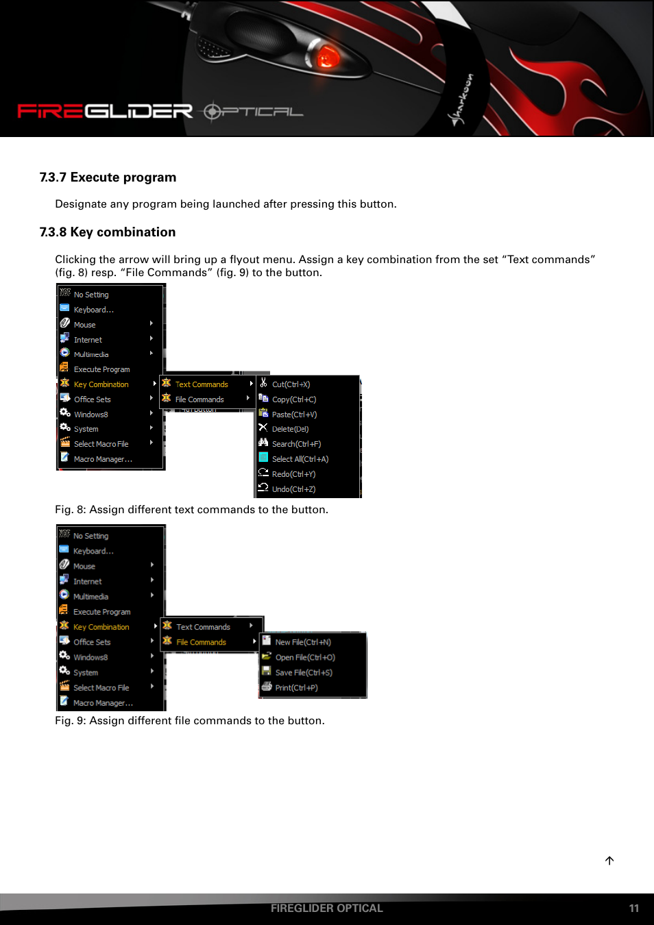 Execute, Program, Combination | SHARKOON FireGlider Optical User Manual | Page 11 / 20