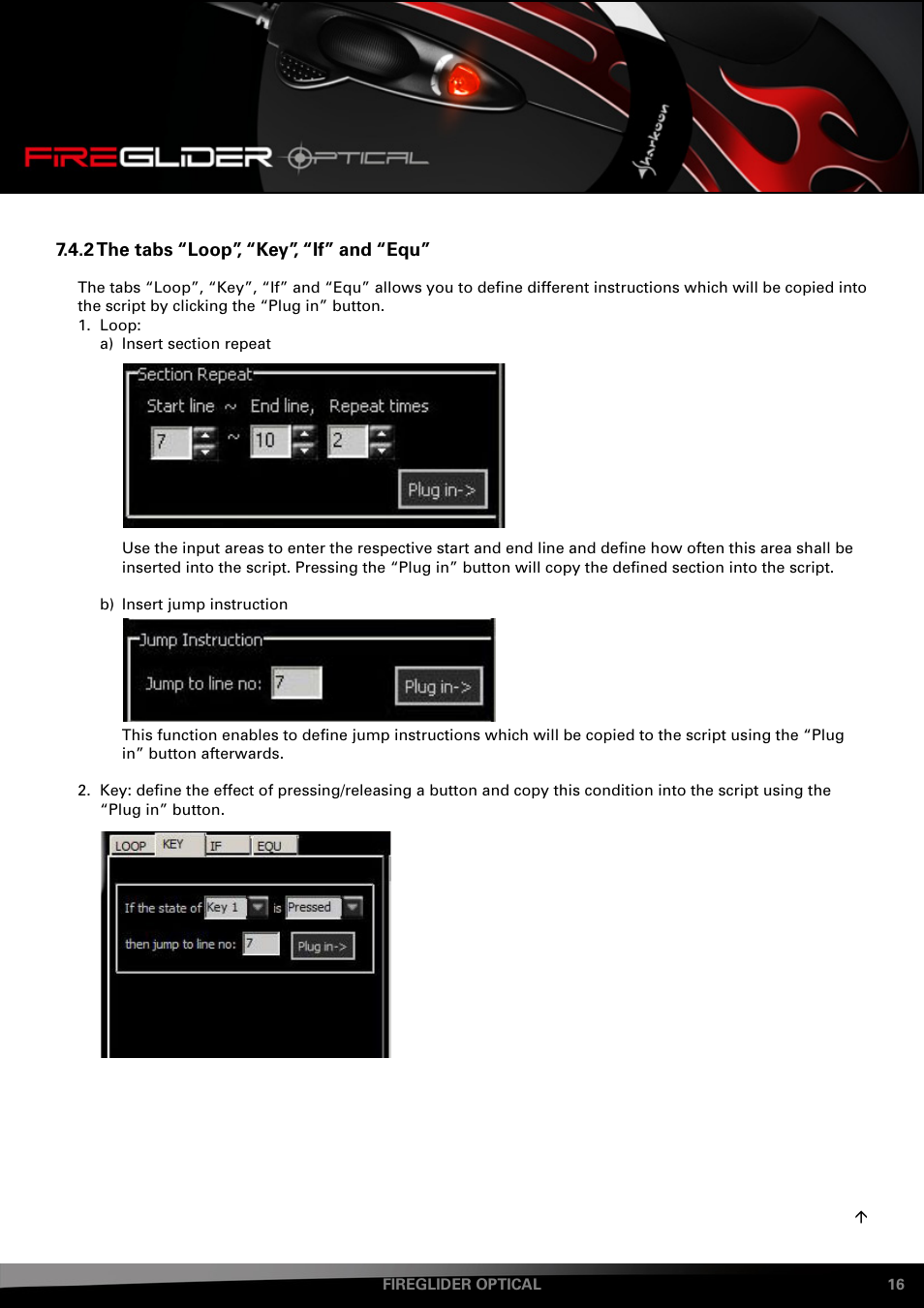 2 the tabs “loop”, “key”, “if” and “equ | SHARKOON FireGlider Optical User Manual | Page 16 / 20