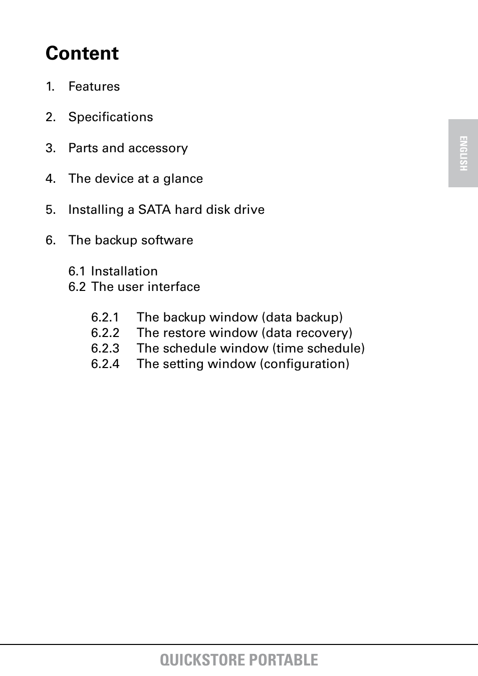 Content, Quickstore portable | SHARKOON QuickStore Portable User Manual | Page 2 / 18