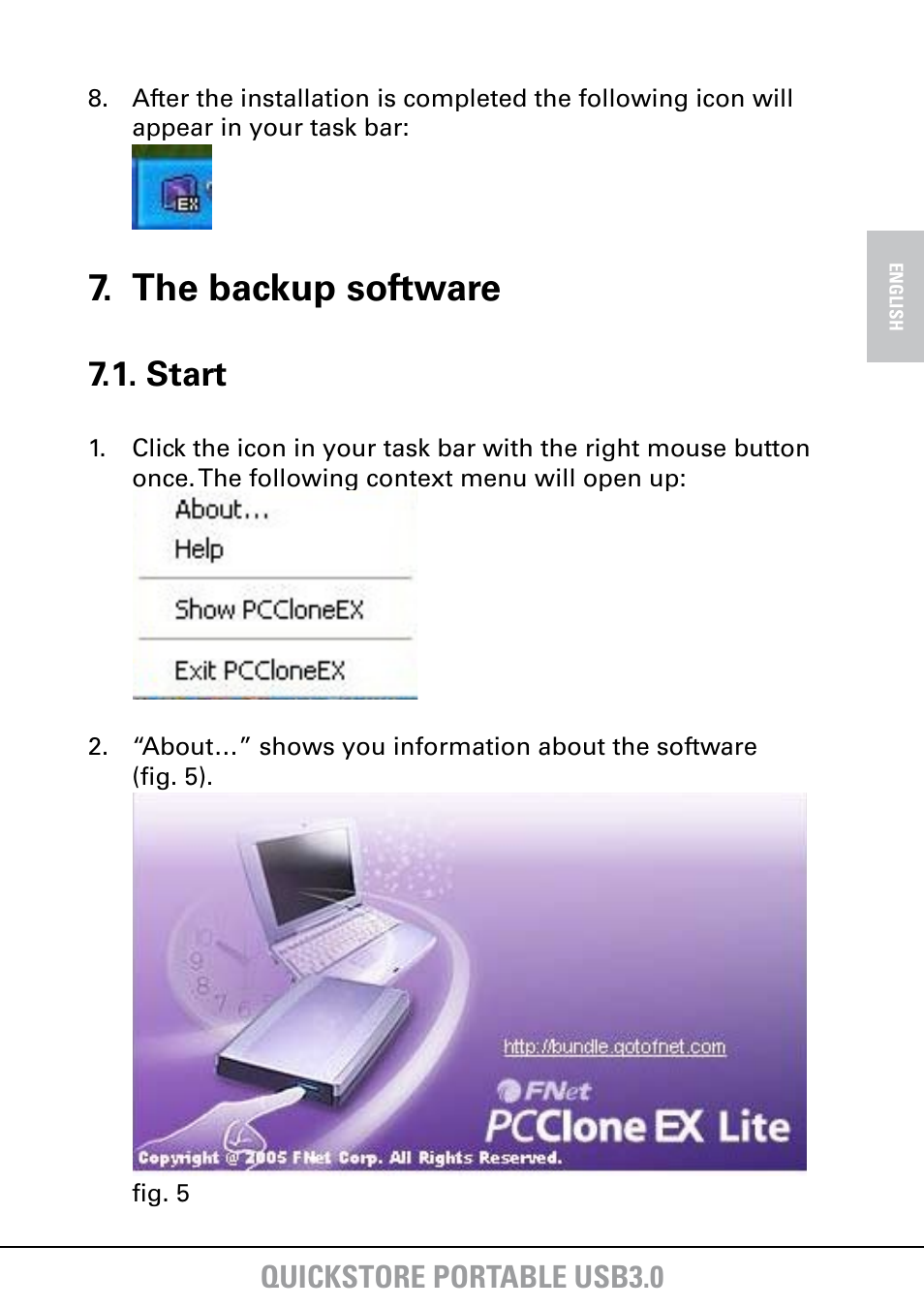 The backup software, Start, Quickstore portable usb3.0 | SHARKOON QuickStore Portable USB3.0 User Manual | Page 11 / 18