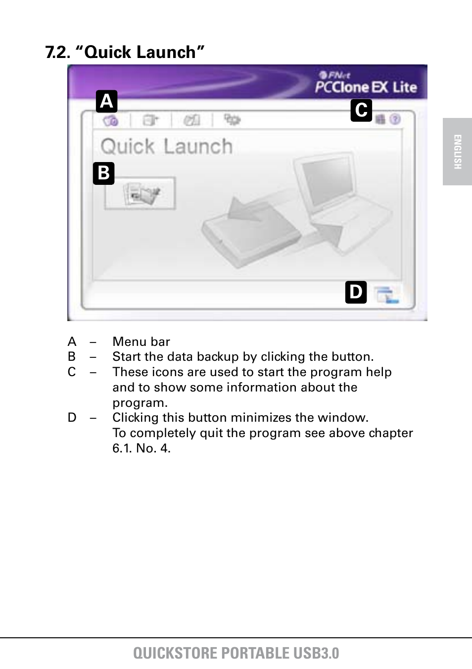 Da b c, “quick launch, Quickstore portable usb3.0 | SHARKOON QuickStore Portable USB3.0 User Manual | Page 13 / 18