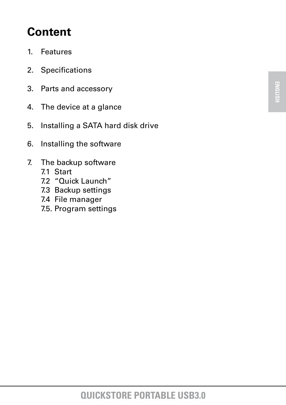 Content, Quickstore portable usb3.0 | SHARKOON QuickStore Portable USB3.0 User Manual | Page 2 / 18