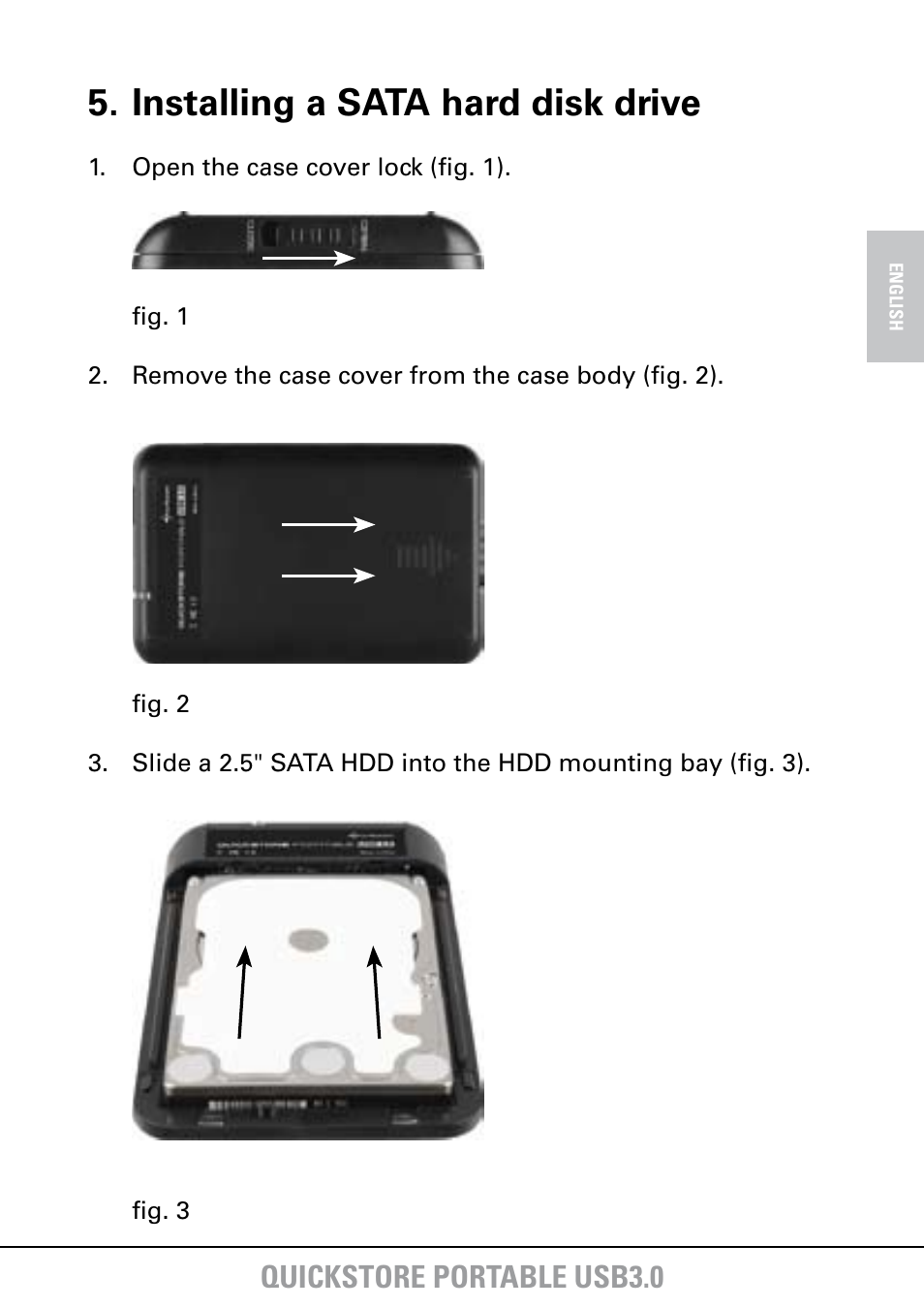 Installing a sata hard disk drive, Quickstore portable usb3.0 | SHARKOON QuickStore Portable USB3.0 User Manual | Page 6 / 18